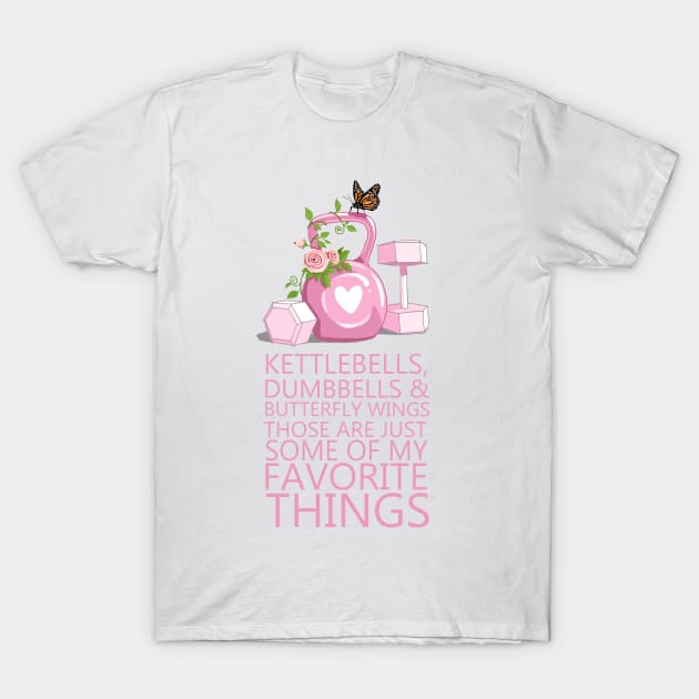 Dumbbells and Butterflies T-Shirt by Tanja Kosta